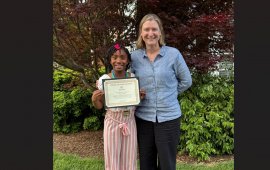 State champion Jordyn Davis poses with Mayor Annalee Sams 