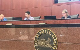  City Councilmembers Dennis Mock, Nicky Lama, and Mayor Annalee Sams listen during a staff presentation at Monday night's meetin