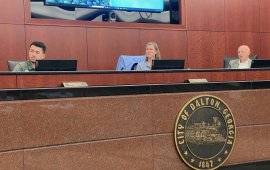 (from left to right) Councilmember Nicky Lama, Mayor Annalee Sams, and Councilmember Steve Farrow listen during a presentation a