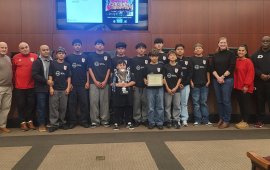 Members of the North Georgia Soccer Academy's National Champs posed with the Dalton Mayor and Council Monday night