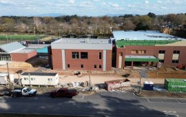 A recent photo shows the progress of construction at the John Davis Recreation Center