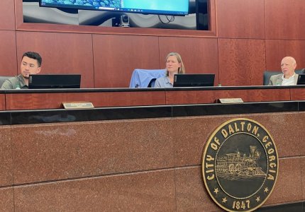 (from left to right) Councilmember Nicky Lama, Mayor Annalee Sams, and Councilmember Steve Farrow listen during a presentation a