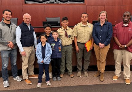 The Mayor and Council pose with members of Dalton Cub Scout Pack 60 after Monday night's meeting 
