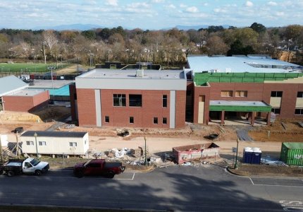 A recent photo shows the progress of construction at the John Davis Recreation Center
