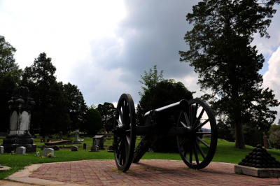 A cannon at a cemetery 