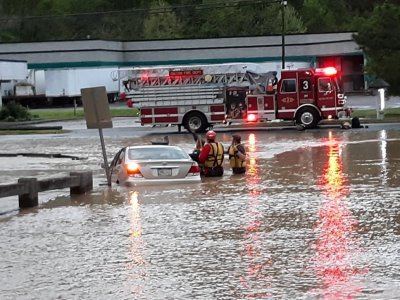Dalton firefighters rescued a driver caught in a flooding Mill Creek near Willowdale Road and Highway 41 in 2020