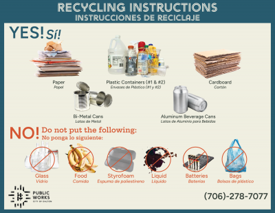 A flyer for the City's recycling program
