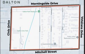 An illustration using a Google map shows the "Spring CLEAN" project area near the John Davis Recreation Center on Civic Drive