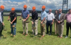 Members of the Dalton Airport Authority joined City staff at a groundbreaking ceremony Tuesday for one of three new hangars whic