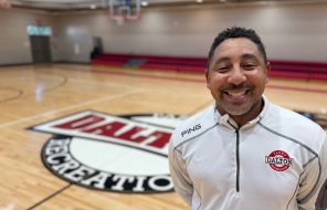 Michael Robinson stands in one of the basketball gyms at the Mack Gaston Community Center where he is the new facility director