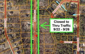 A satellite map shows the affected area of Walston Drive