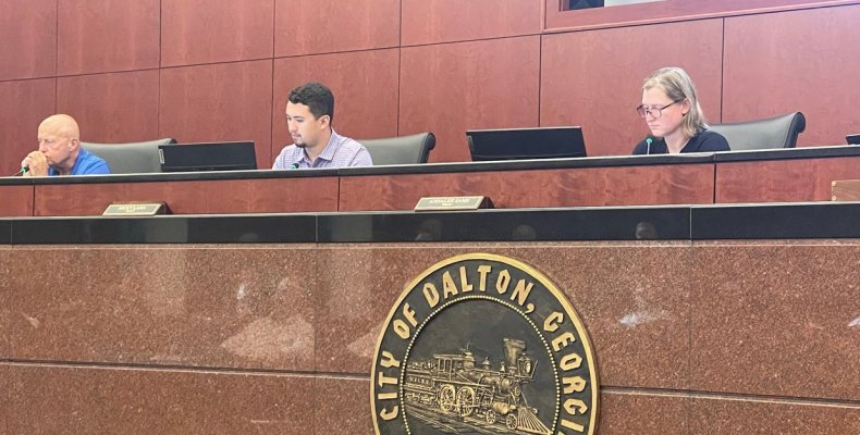  City Councilmembers Dennis Mock, Nicky Lama, and Mayor Annalee Sams listen during a staff presentation at Monday night's meetin