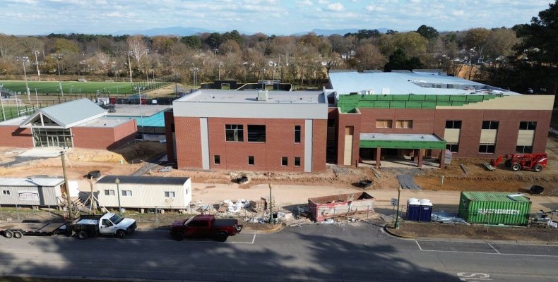 A recent photo shows the progress of construction at the John Davis Recreation Center