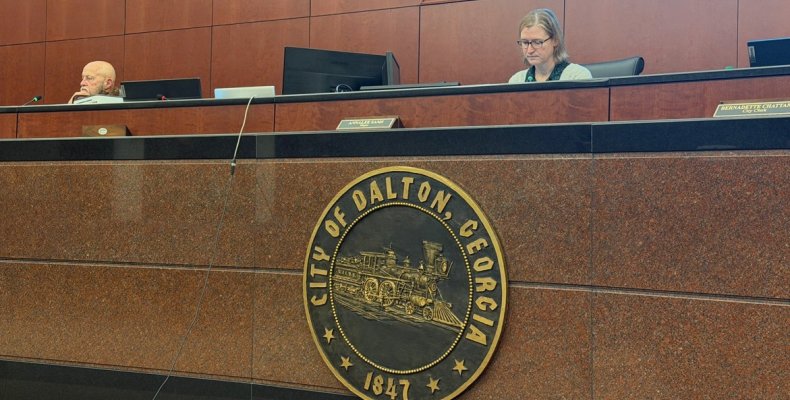 Councilmember Dennis Mock and Mayor Annalee Sams listen during Thursday morning's special called meeting of the Mayor and Counci