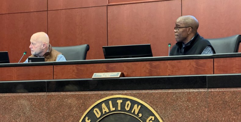 Mayor Pro Tem Tyree Goodlett (right) presided over Monday night's meeting