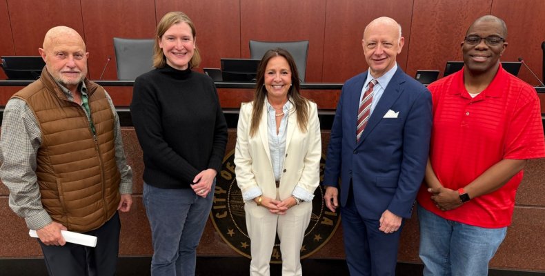 New City Councilmember Julie Locke (center) poses with the Mayor and Council 