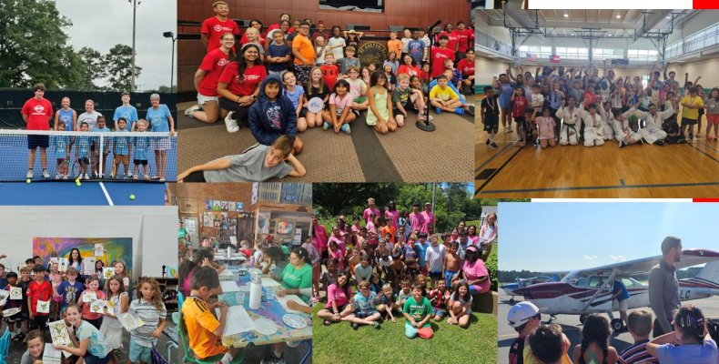A collage of photos shows kids having fun at Dalton Parks and Rec camps 